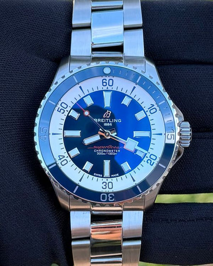 2022 Breitling Superocean 42MM Blue Dial Steel Bracelet (A17375E71C1A1)