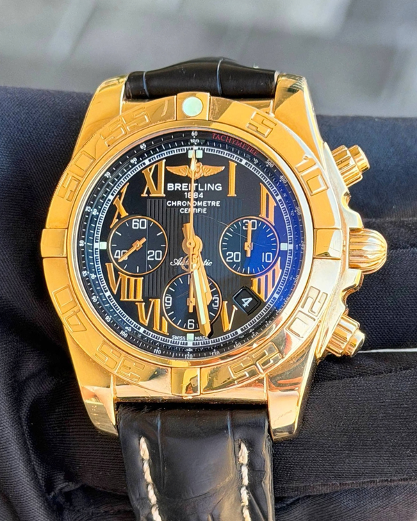 2011 Breitling Chronomat 44MM Black Dial Leather Strap (HB0110)