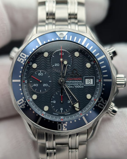No Reserve - Omega Seamaster Diver 300M Chronograph 41.5MM Blue Dial Steel Bracelet (2225.80.00)