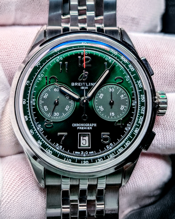 No Reserve - 2026 Breitling Premier B01 Chronographn 42MM Green Dial Steel Bracelet (AB0145)
