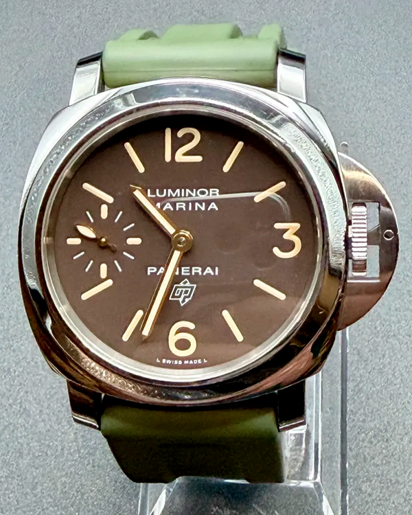 2018 Panerai Luminor Marina Logo 44MM Brown Dial Rubber Strap (PAM00632)