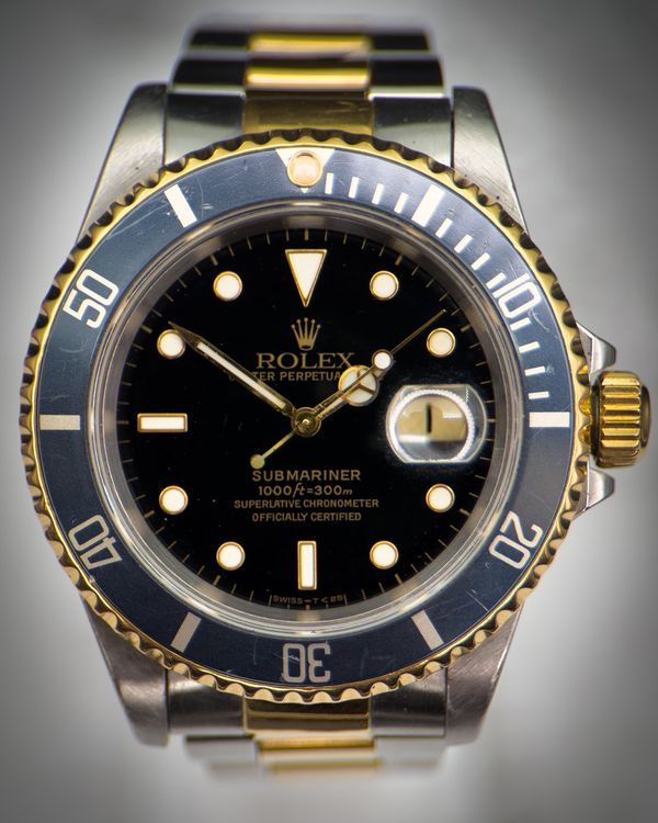 1991 Rolex Submariner Date 40MM Black Dial Two-Tone Oyster Bracelet (16613)