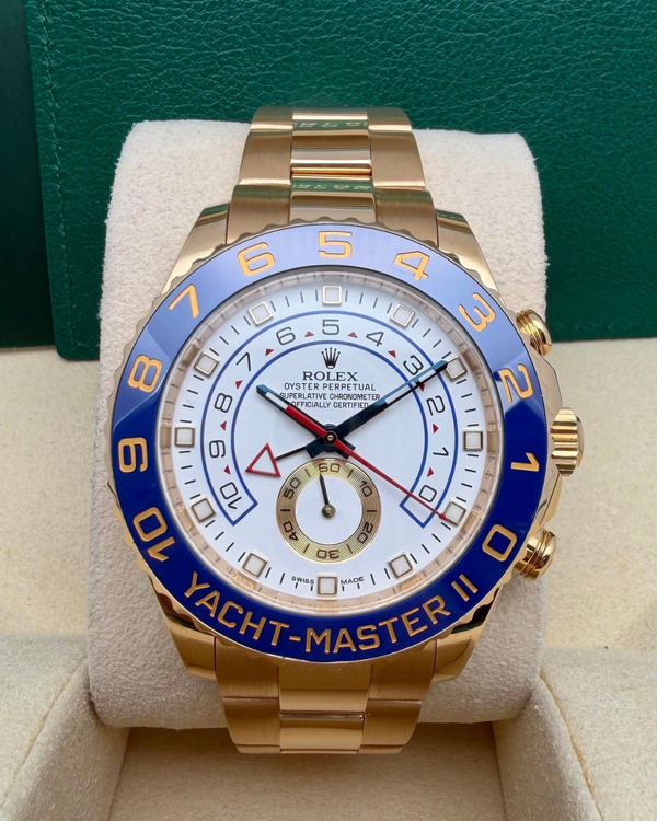 2016 Rolex Yacht-Master 44MM White Dial Yellow Gold Oyster Bracelet (116688)