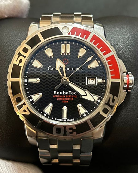 No Reserve - Carl F. Bucherer Patravi Scubatec 44.6MM Black Dial Steel Bracelet (10.0226)