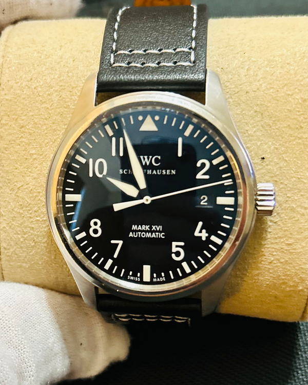 No Reserve - 2010 IWC Schaffhausen Pilot Mark XVI 39MM Blue Dial Aftermarket Leather Strap (IW325501)