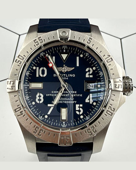 No Reserve - 2009 Breitling Avenger Seawolf 45.4MM Blue Dial Rubber Strap (A1733010-C756)