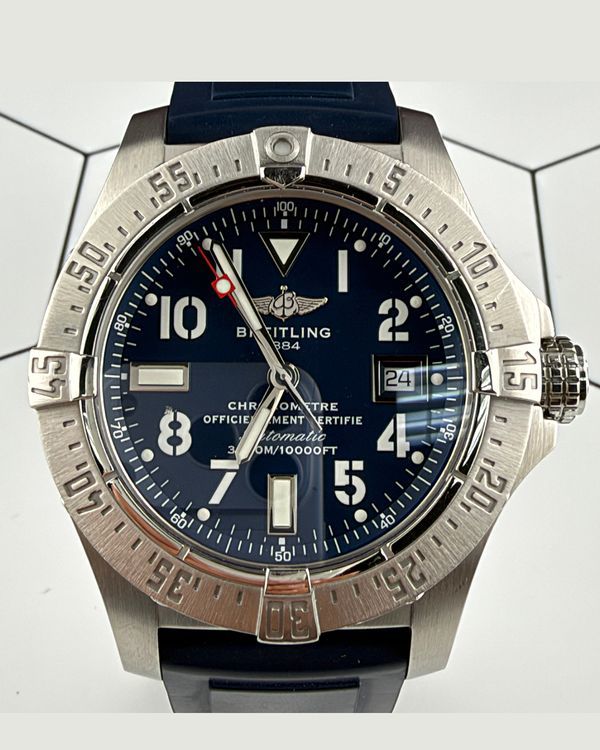 No Reserve - 2009 Breitling Avenger Seawolf 45.4MM Blue Dial Rubber Strap (A1733010-C756)