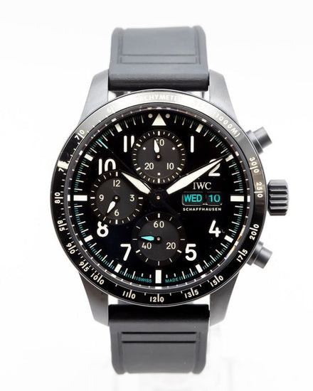 2025 IWC Schaffhausen Pilot Chronograph "AMG Petronas F1" 41MM Black Dial Rubber Strap (IW388306)