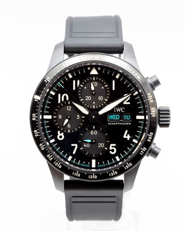 2025 IWC Schaffhausen Pilot Chronograph "AMG Petronas F1" 41MM Black Dial Rubber Strap (IW388306)