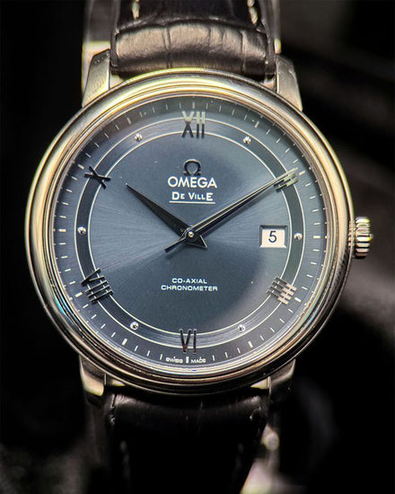 Omega De Ville 39.5MM Blue Dial Leather Strap (424.13.40.20.03.002)