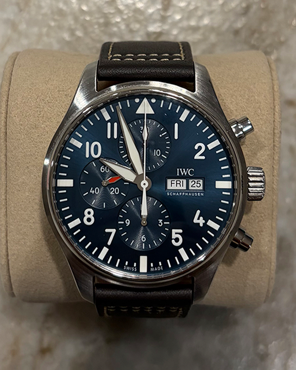 2021 IWC Schaffhausen Pilot Chronograph "Le Petit Prince" 43MM Blue Dial Leather Strap (IW377714)