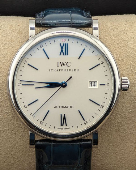 No Reserve - 2022 IWC Schaffhausen Portofino 40MM Silver Dial Leather Strap (IW356527)