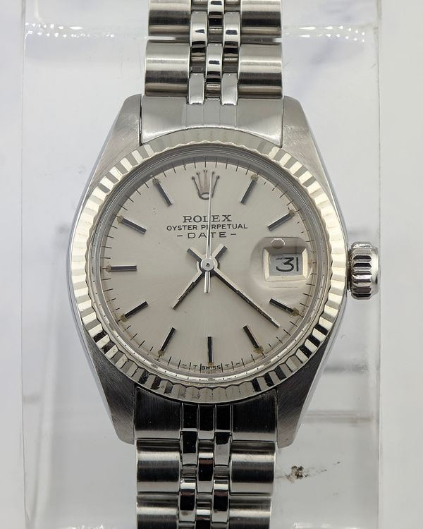 No Reserve - 1978 Rolex Oyster Perpetual Lady Date 26MM Silver Dial Jubilee Bracelet (6917)