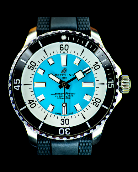 No Reserve - 2025 Breitling Superocean 44MM Turquoise Dial Rubber Strap (A17376211L2S1)