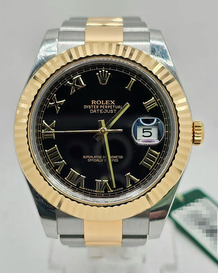 2015 Rolex Datejust II 41MM Black Dial Two-Tone Oyster Bracelet (116333)