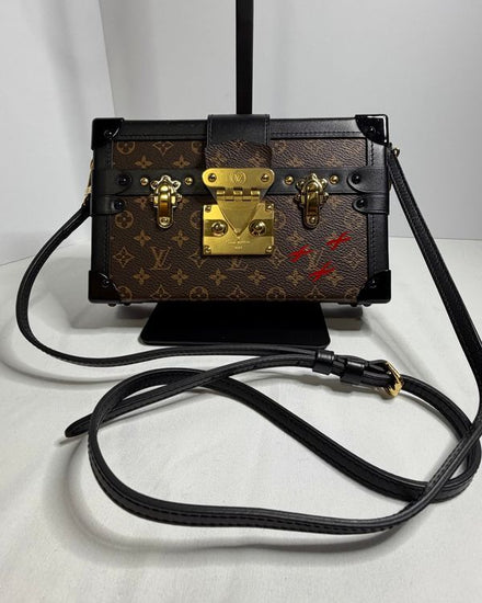 Louis Vuitton Petite Malle Bag LV Monogram Small Canvas Gold Tone Hardware Leather Strap (LV Monogram)