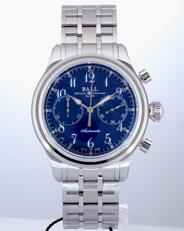 No Reserve - 2026 Ball Trainmaster Chronograph "Cannonball" L. E. 43MM Blue Dial Steel Bracelet (CM1052D-S7J-BE)