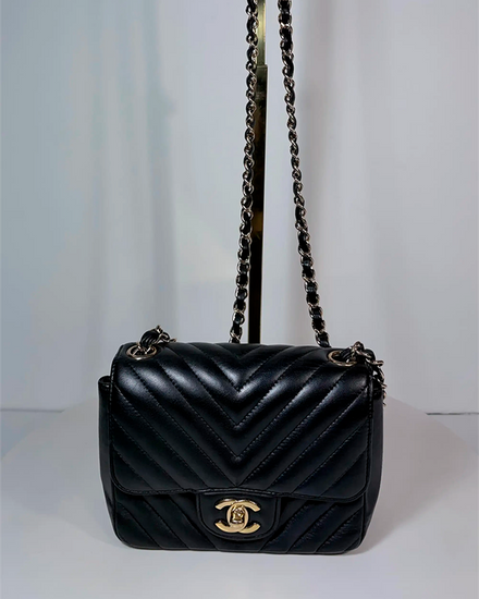 Chanel Bag Mini Small Black Leather Gold-Tone Hardware Leather Strap (Bag)