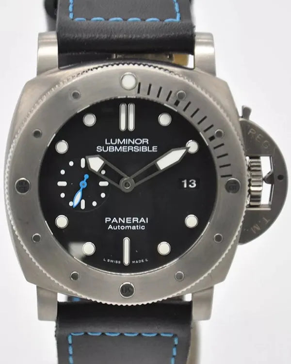 2017 Panerai Submersible Luminor 1950 3 Days 47MM Black Dial Leather Strap (PAM01305)