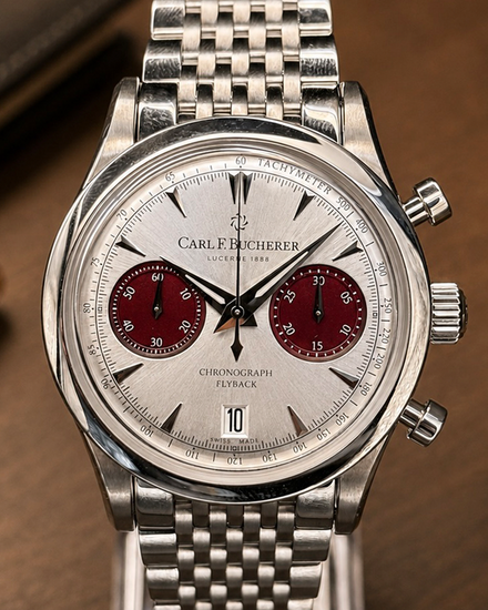 No Reserve - Carl F. Bucherer Manero Flyback 40MM Silver Dial Steel Bracelet (00.10927.08.13.24)