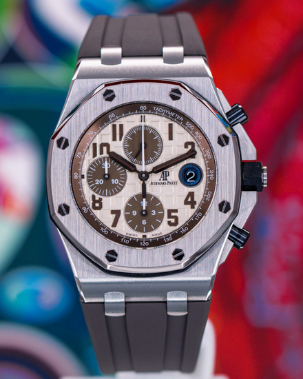 Audemars Piguet Royal Oak Offshore "Safari" 42MM Ivory Dial Rubber Strap (26470ST.OO.A801CR.01)