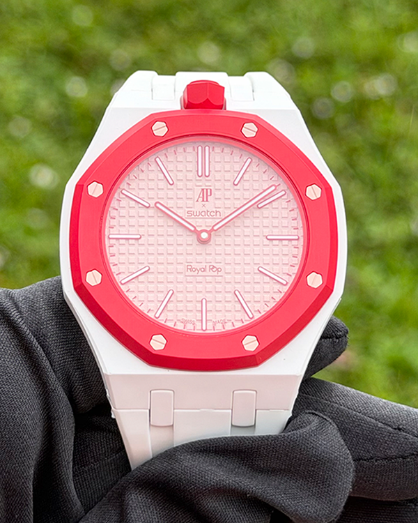 No Reserve - 2026 Audemars Piguet Royal Pop X Swatch "Otto Rosso" 40MM Pink Dial Aftermarket Rubber Strap (SSX03R100N)