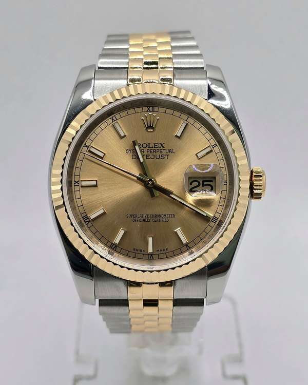 2010 Rolex Datejust 36MM Champagne Dial Two-Tone Super Jubilee Bracelet (116233)