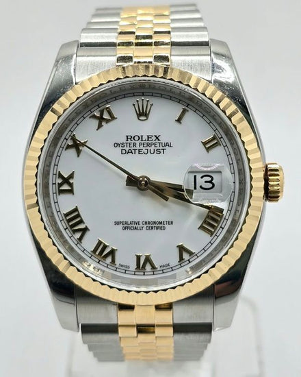 Rolex Datejust 36MM White Dial Two-Tone Super Jubilee Bracelet (116233)