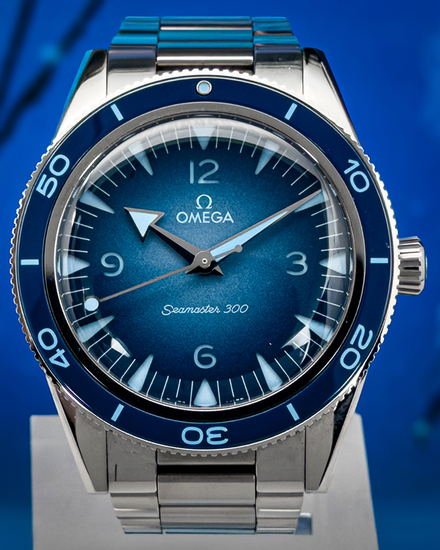 2023 Omega Seamaster 300 "75th Anniversary" 41MM "Summer" Blue Dial Steel Bracelet (234.30.41.21.03.002)