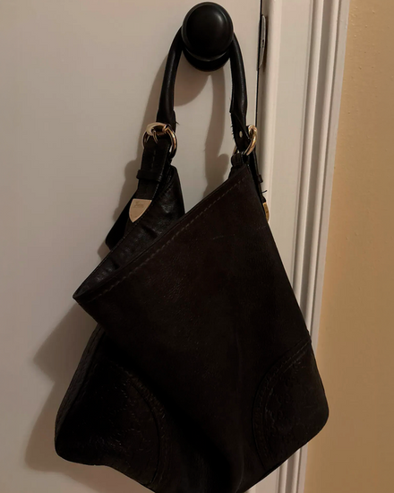 Gucci Soho Handbag Medium Leather Black Gold Tone Hardware Leather Strap (Handbag)