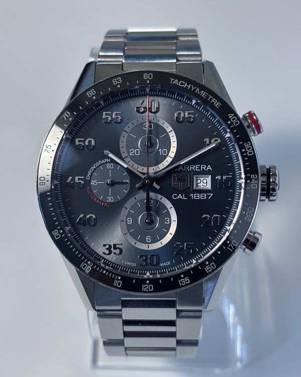 No Reserve - Tag Heuer Carrera Calibre 1887 43MM Grey Dial Steel Bracelet (CAR2A11.BA0799)