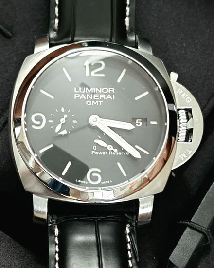 2016 Panerai Luminor 1950 3 Days GMT Power Reserve 44MM Black Dial Leather Strap (PAM00321)