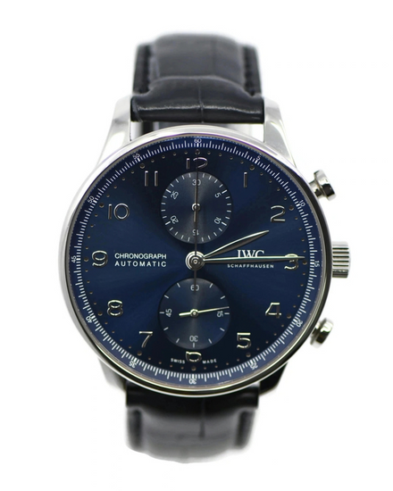 2022 IWC Schaffhausen Portugieser Chronograph 41MM Blue Dial Leather Strap (IW371606)