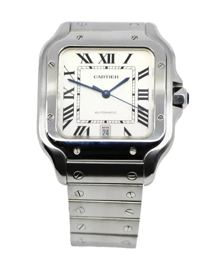 2021 Cartier Santos De Cartier 39.8MM White Dial Steel Bracelet (WSSA0018)