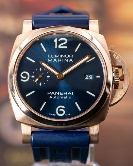 2022 Panerai Luminor Marina Goldtech 44MM Blue Dial Leather Strap (PAM01112)