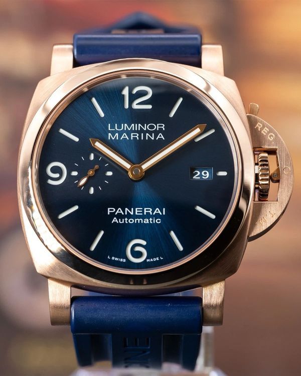 2022 Panerai Luminor Marina Goldtech 44MM Blue Dial Leather Strap (PAM01112)