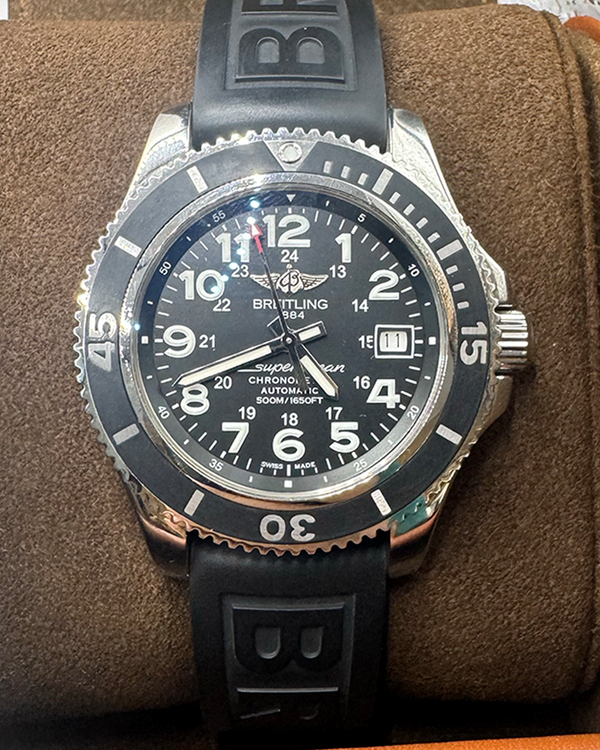 2018 Breitling Superocean II 42MM Black Dial Rubber Strap (A17365C9)