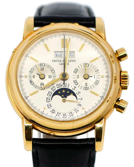 Patek Philippe Perpetual Calendar 36MM Silver Dial Leather Strap (3970E)