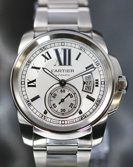 No Reserve - 2013 Cartier Calibre de Cartier 42MM Silver Dial Steel Bracelet (W7100015)