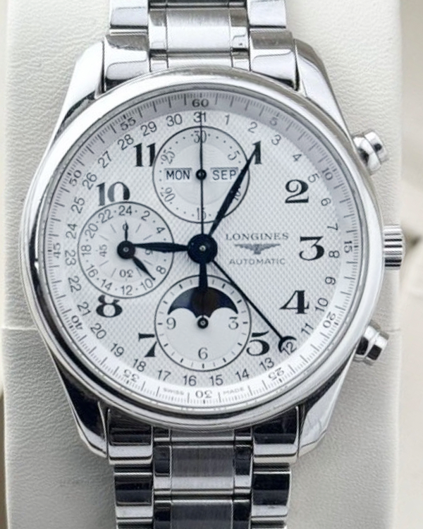 2019 Longines Master Collection Moonphase Chronograph 40MM White Dial Steel Bracelet (L2.673.4.78.6)