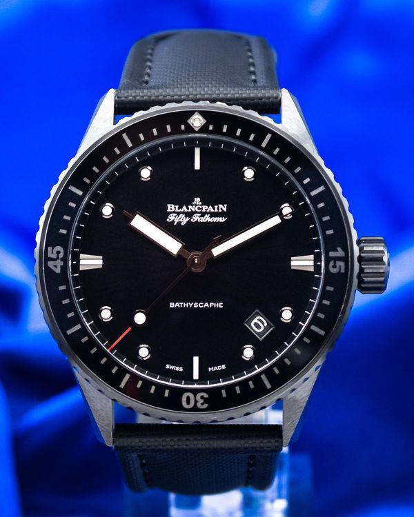 No Reserve - 2020 Blancpain Fifty Fathoms Bathyscaphe 43.6MM Black Dial Textile Strap (5000-0130-B52A)