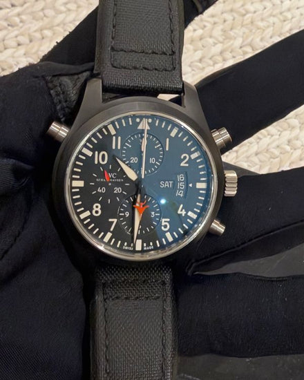 2011 IWC Schaffhausen Pilot Chronograph Top Gun 46MM Black Dial Textile Strap (IW379901)