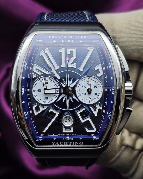 Franck Muller Vanguard Yachting 44MM Black Dial Leather Strap (V45CCDT)