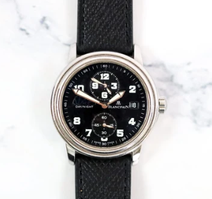 Blancpain Leman Dual Time 38MM Black Dial Aftermarket Leather Strap (2160)