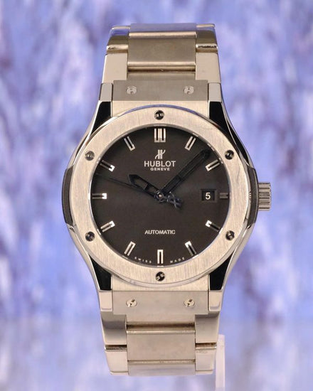 No Reserve - Hublot Classic Fusion 42MM Black Dial Titanium Bracelet (542.NX.1170.NX)