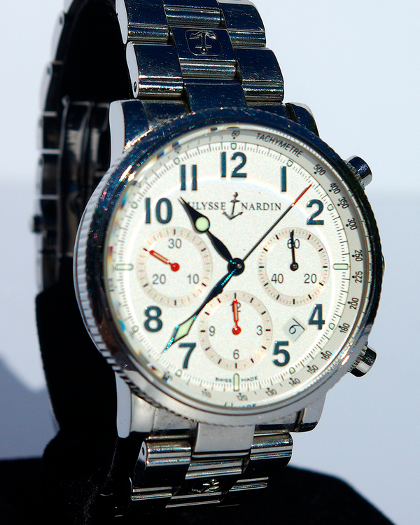 2005 Ulysse Nardin Marine Chronograph 40MM White Dial Steel Bracelet (353-88)
