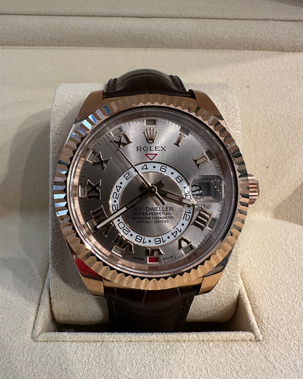 2018 Rolex Sky-Dweller 42MM Sundust Dial Leather Strap (326135)