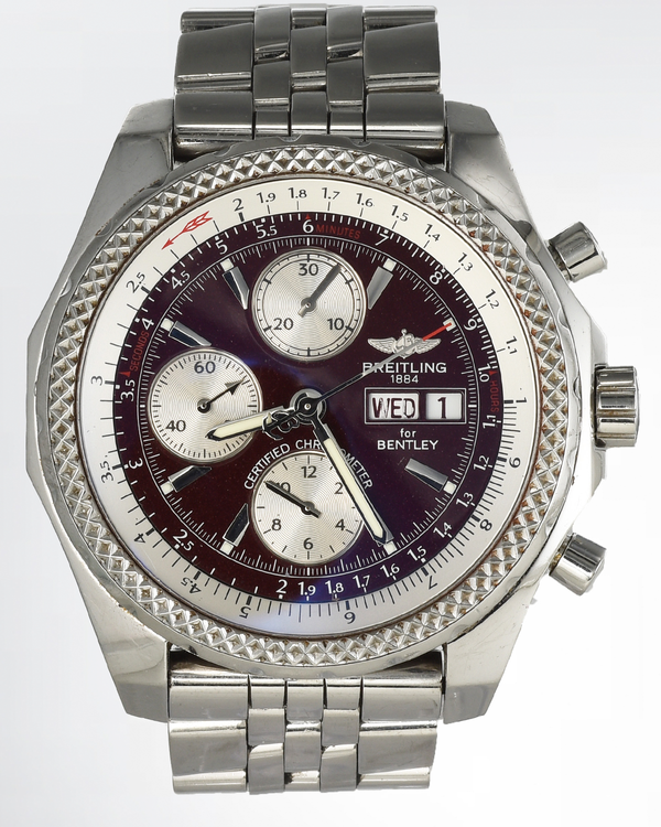 Breitling Bentley GT Chronograph 44.8MM Bordeaux Dial Steel Bracelet (A13362)