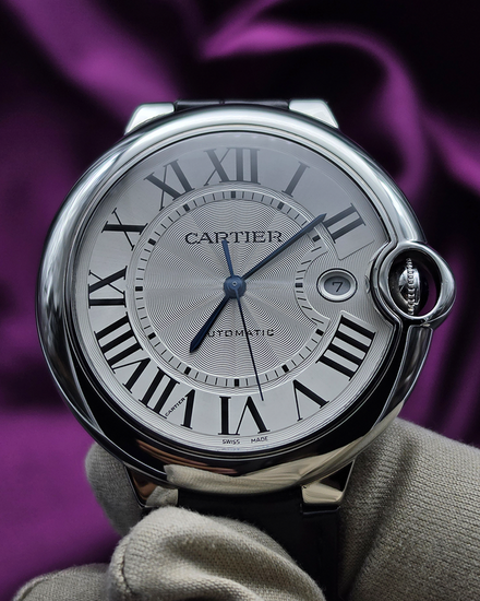 2021 Cartier Ballon Bleu 42MM Silver Dial Leather Strap (WSBB0026)