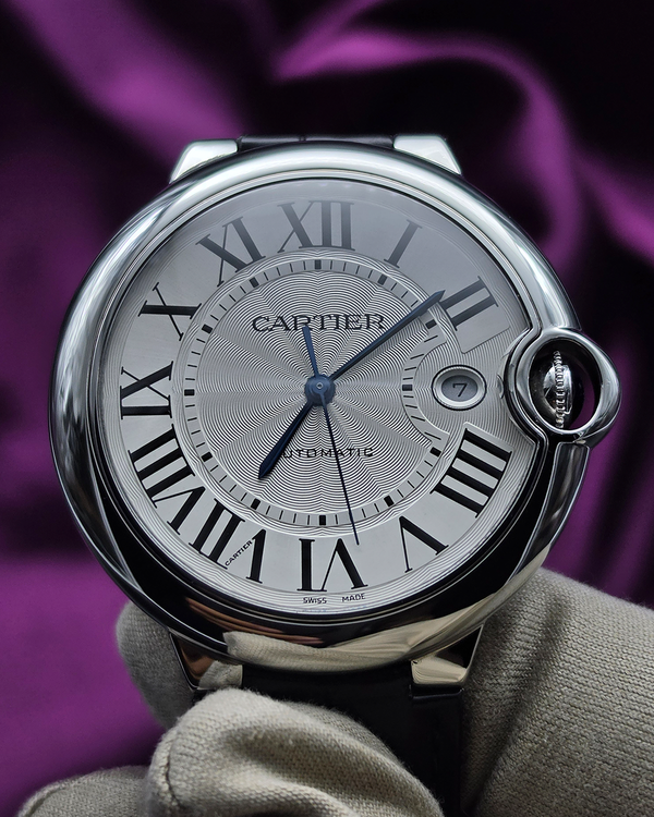 2021 Cartier Ballon Bleu 42MM Silver Dial Leather Strap (WSBB0026)